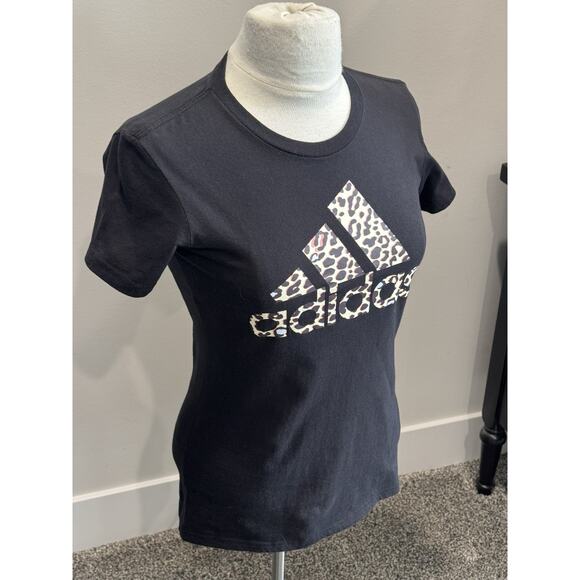 Adidas Amplifier Leopard Logo Black T-Shirt Women’s XS - Picture 6 of 10